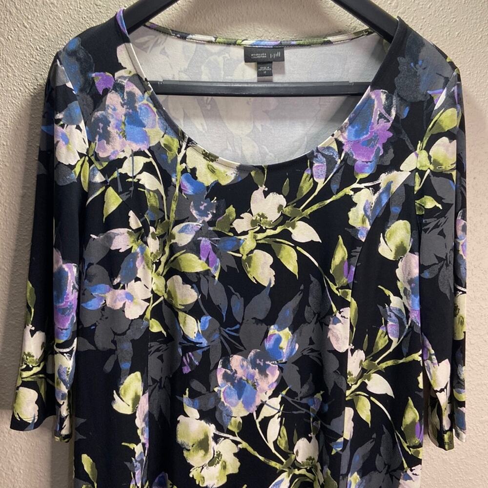 J.Jill Women Wearever Collection Black Floral Lagenlook Style Dress Size M - Picture 2 of 8